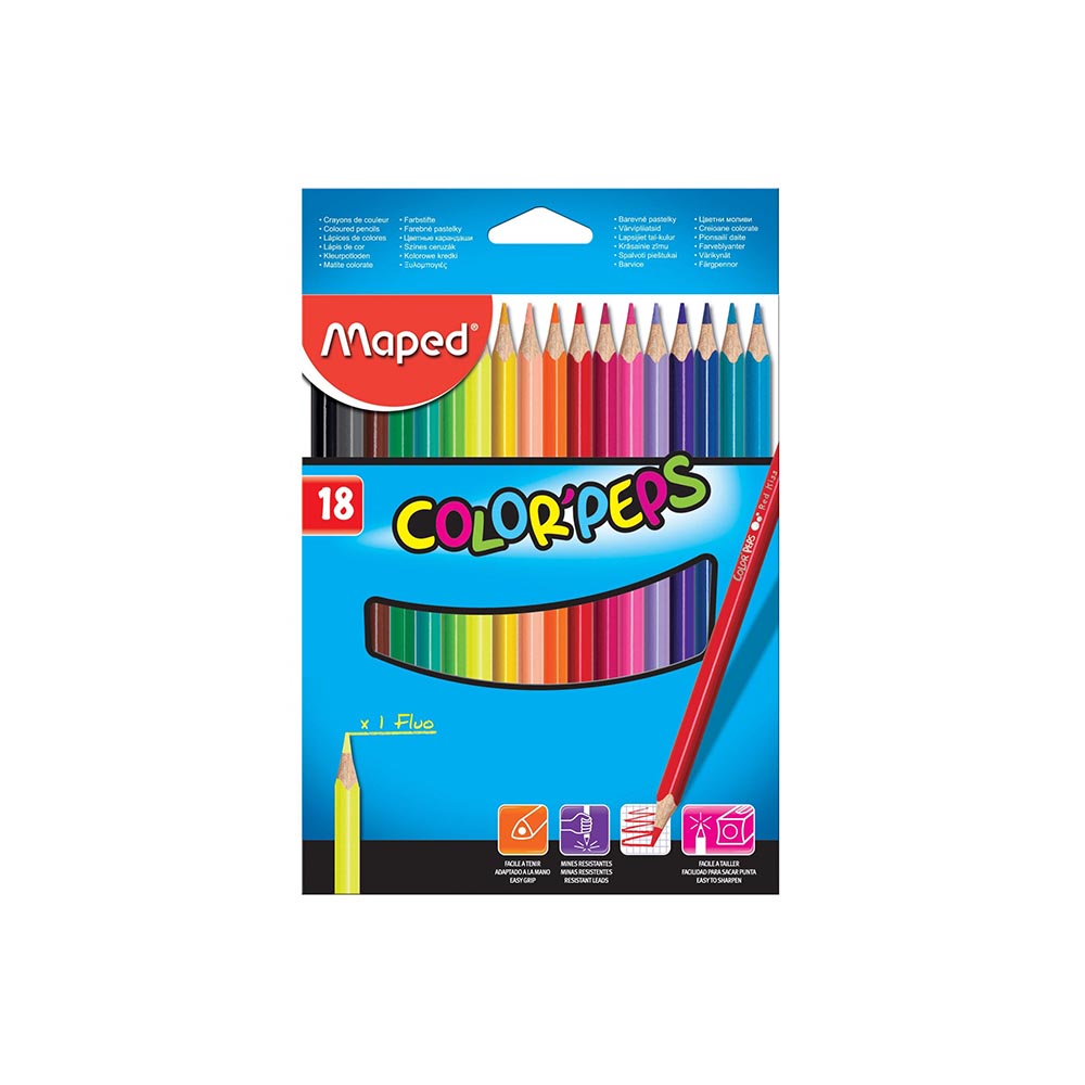 Цв. моливи MAPED ColorPeps Star, 18цв.