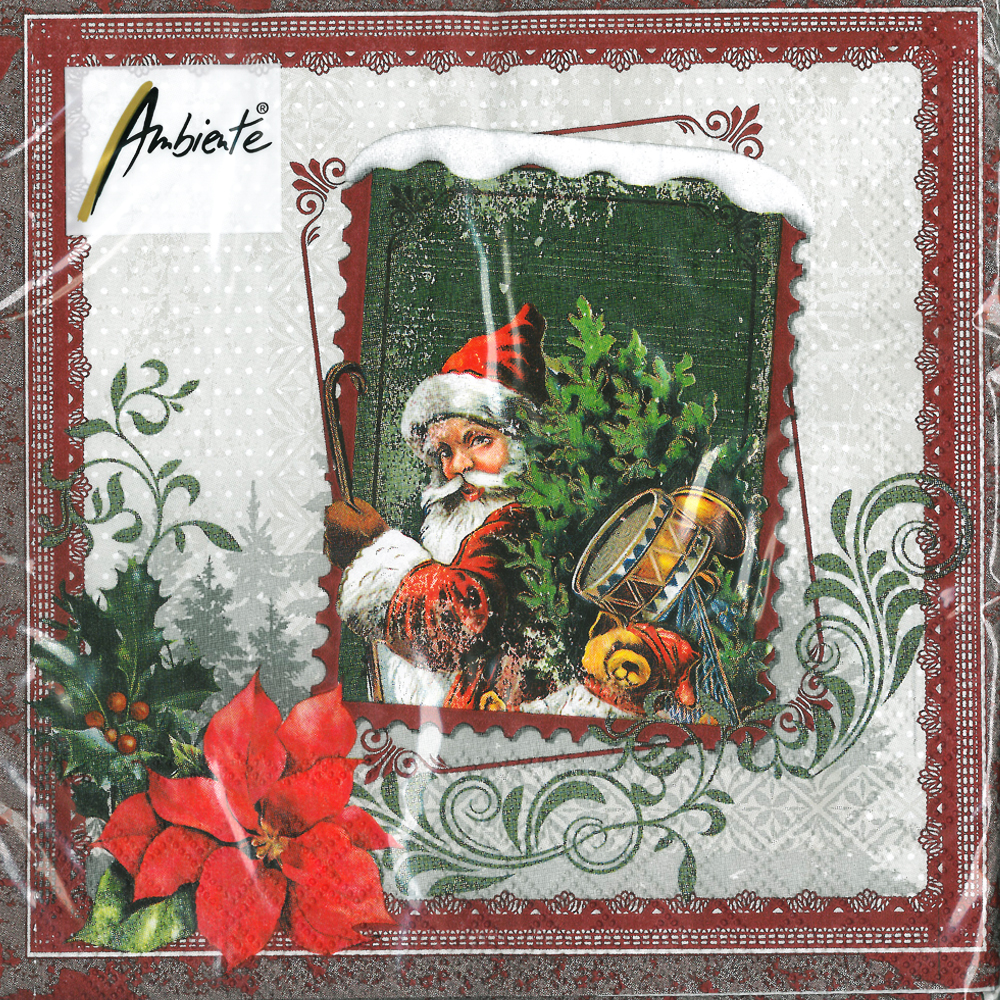 Салфетки Ambiente, Santa Stamp FSC Mix, 33313450