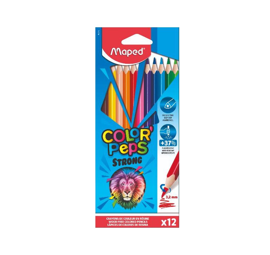 Цв. моливи MAPED ColorPeps Strong, 12цв.