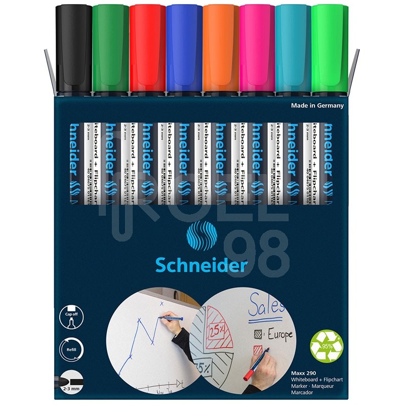 Маркери за б. дъска SCHNEIDER Maxx 290, 8цв., 129098