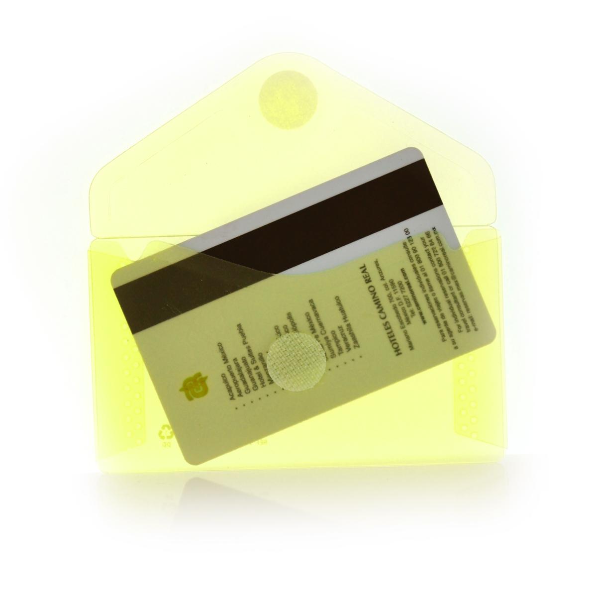 PVC папка Office box CARD с велкро прозр.жълта,6х10.5см.,90653