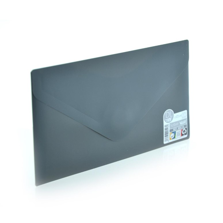 PVC папка Office box DL с велкро, 12.5x22.5см, сива -90518