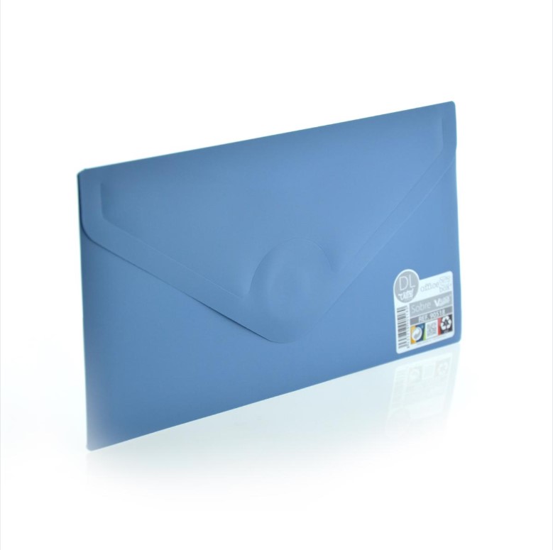 PVC папка Office box DL с велкро, 12.5x22.5см, синя -90518