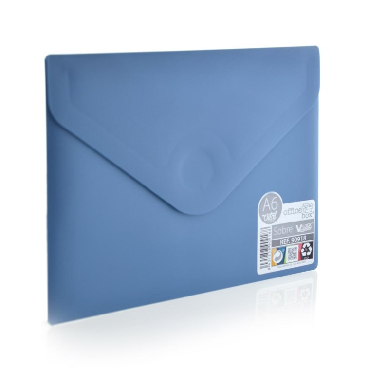 PVC папка Office box A6 с велкро, 12x16.5см, синя -90918