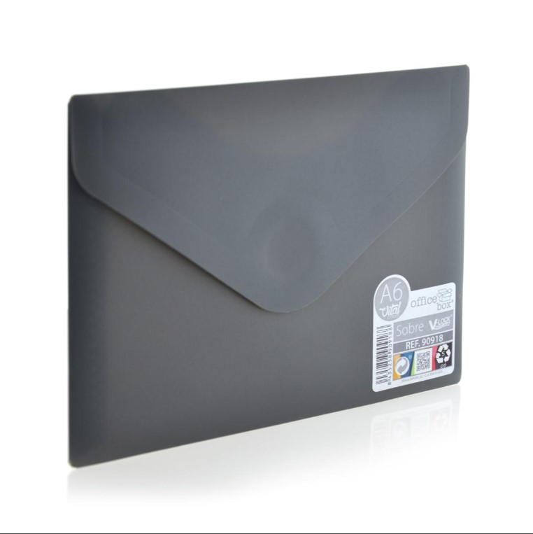 PVC папка Office box A6 с велкро, 12x16.5см, сива -90918