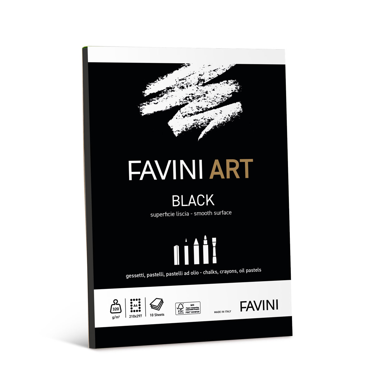 Скицник Favini А4, 10л., 320гр., черен картон