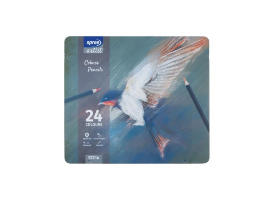 Цв. моливи Spree, 24цв. в мет.кутия, 57214