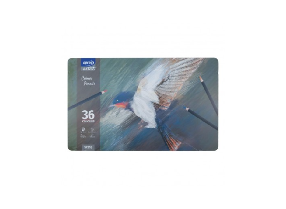 Цв. моливи Spree, 36цв. в мет.кутия, 57216