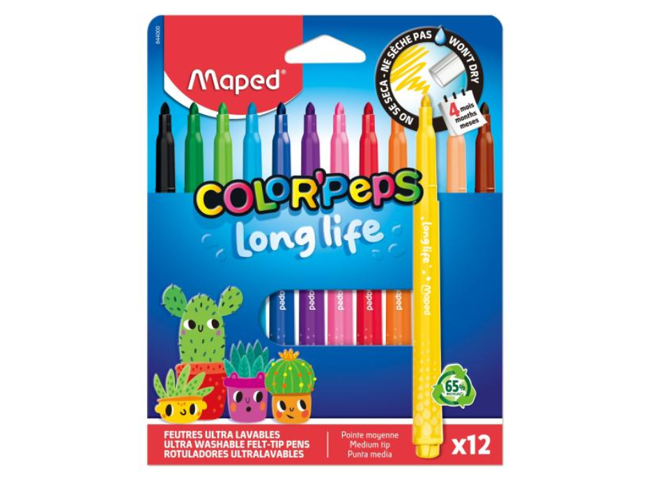 Флумастери MAPED ColorPeps Long life, 12цв