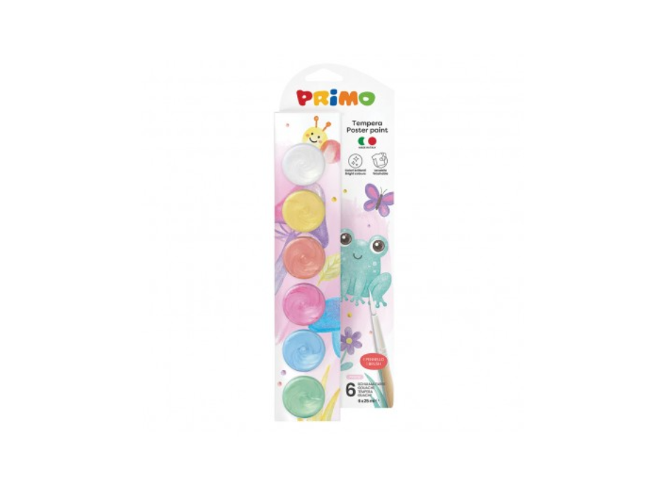 Темперни бои PRIMO, 6цв., перлени